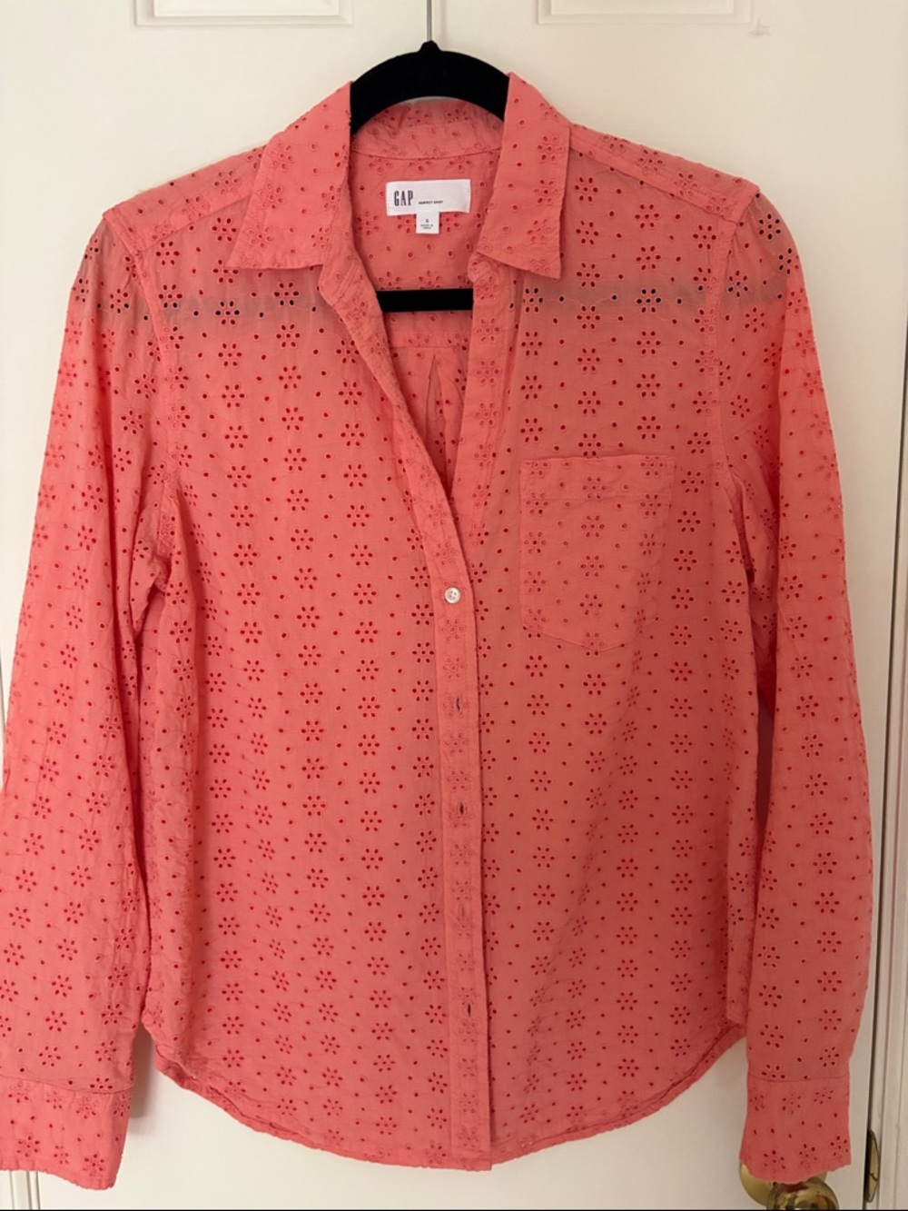 GAP Coral Eyelet Button-Down Shirt